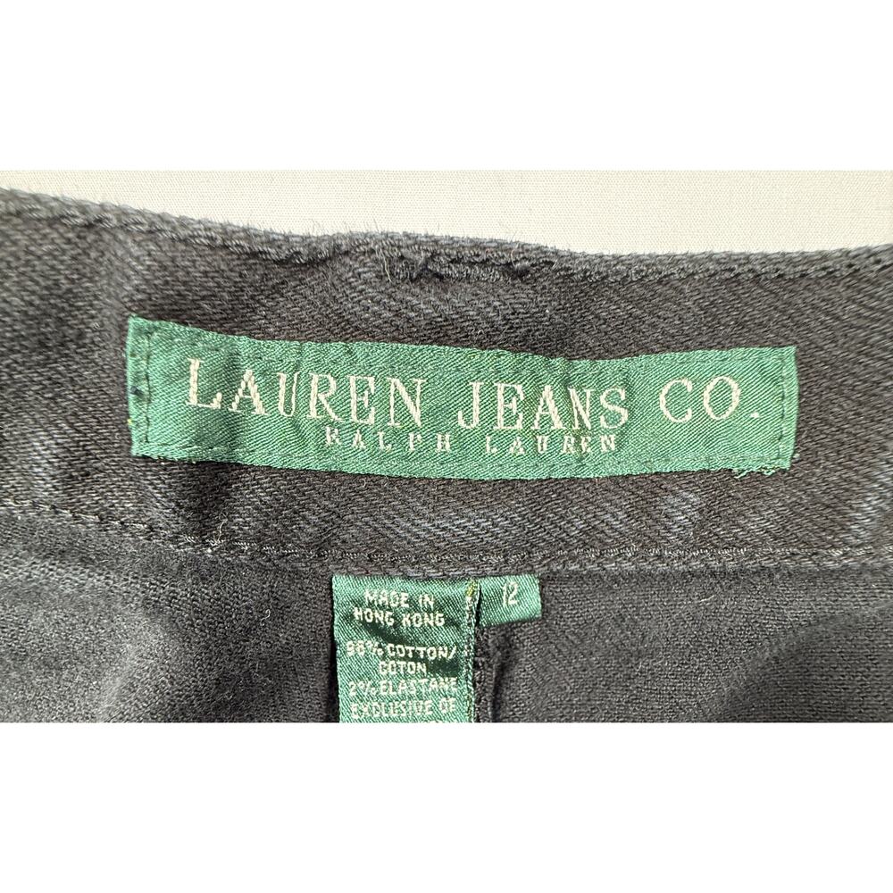 90s Vintage Ralph Lauren Black Bootcut Jeans Lace Detailing Sz 12 cotton - Picture 3 of 13